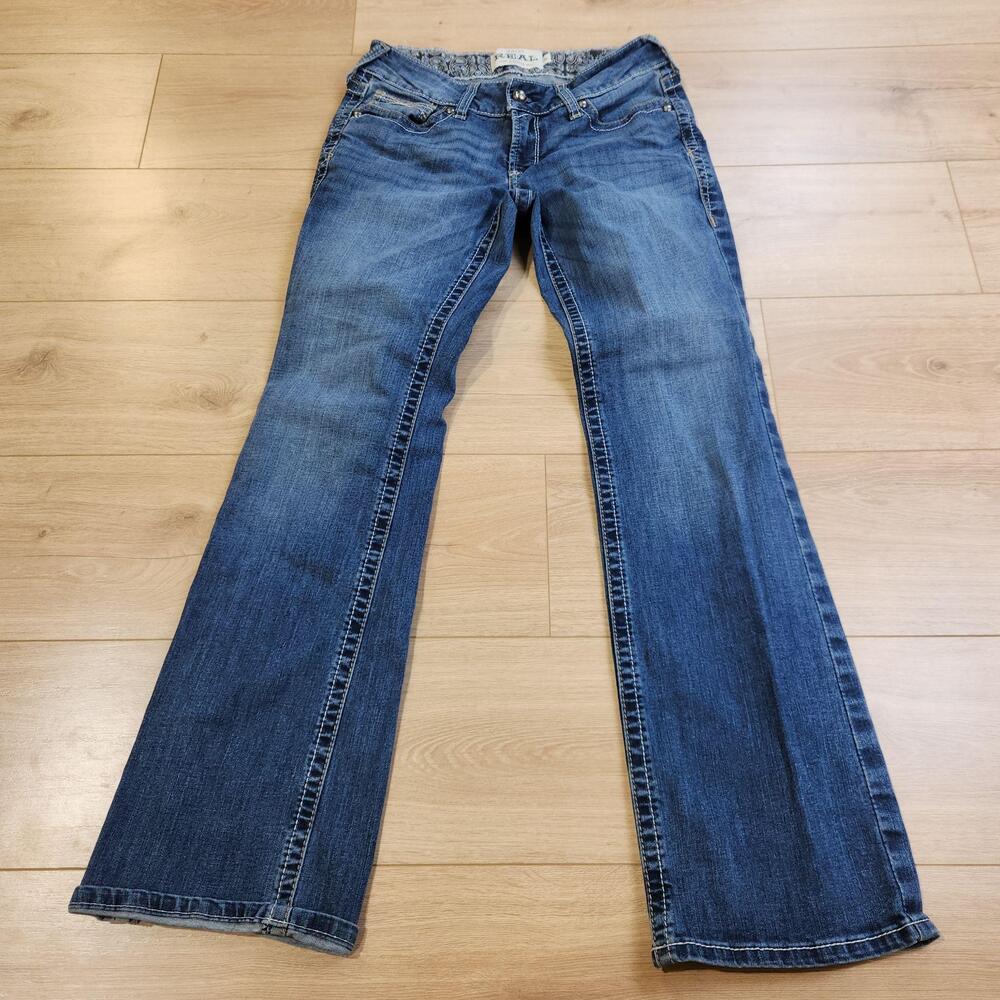 Ariat REAL Denim Jeans Womens 29x33 Medium Wash Blue Mid Rise Bootcut Western